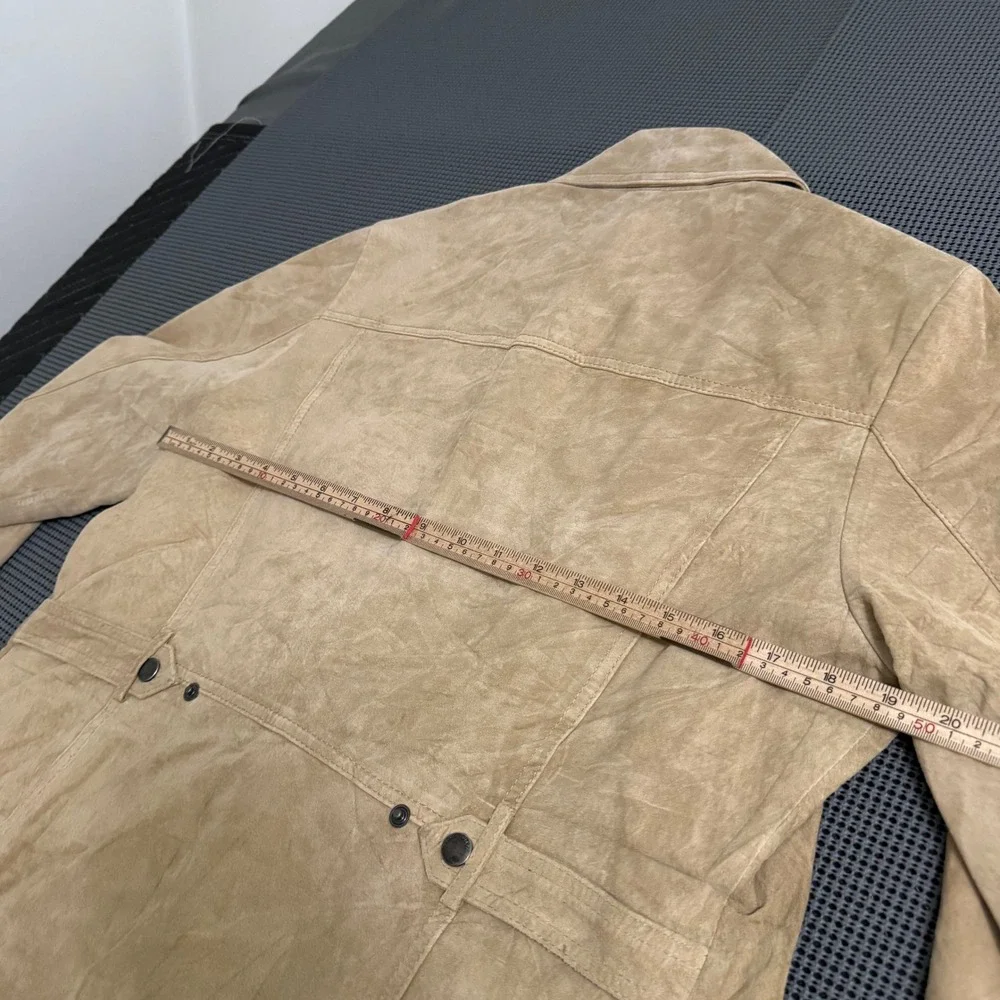Eddie Bauer Seattle Suede Jacket Mens Large Tan Washable Leather Full Zip Coat